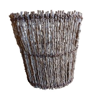 Vintage Handmade Rustic Natural Twig Stick Trash Can Decorative Basket Container